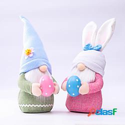 Pasqua rosa orecchio plaid coniglio nano bambola fata