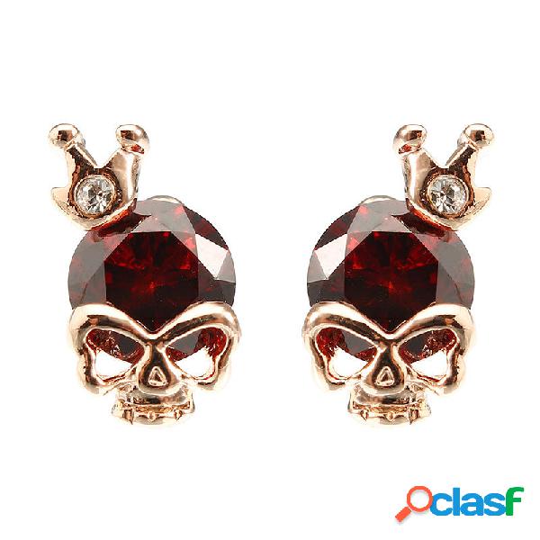 Pendente del cranio punk Orecchio Studs Pietre preziose in