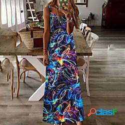 Per donna Abito con bretelline Vestito maxi Arcobaleno Senza