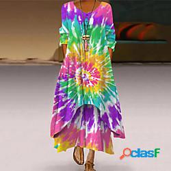 Per donna Abito linea A Vestito maxi Blu Grigio Viola Fucsia