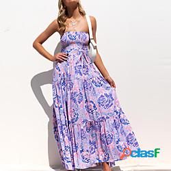 Per donna Abito linea A Vestito maxi Blu Viola Rosa Senza