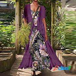 Per donna Abito linea A Vestito maxi Verde Nero Viola