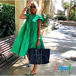 Per donna Vestito a trapezio Mini abito corto Verde Blu
