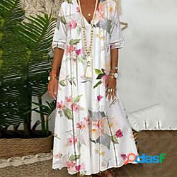 Per donna Vestito a trapezio Vestito maxi Bianco Rosa Cachi