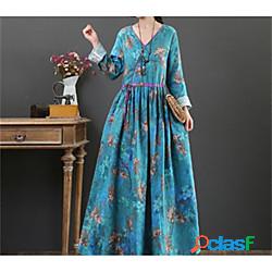 Per donna Vestito svasato Vestito maxi Blu Viola Manica