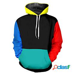 Per uomo Felpa con cappuccio pullover Pop art Color Block