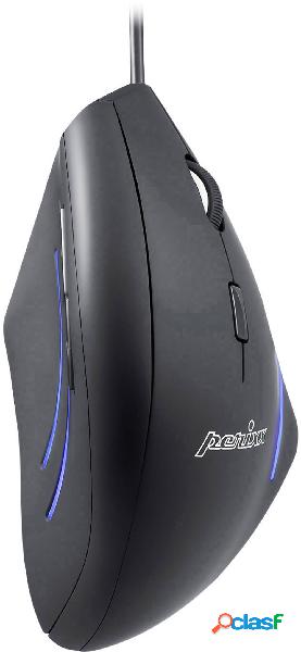 Perixx PERIMICE-508 Mouse ergonomico USB Ottico Nero 6 Tasti
