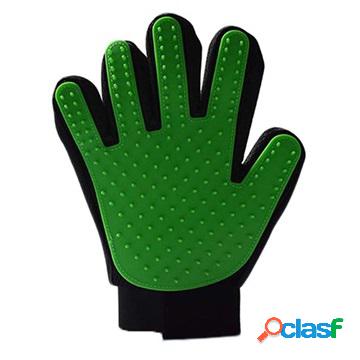 Pet Grooming Glove with Rubber Grid - Green