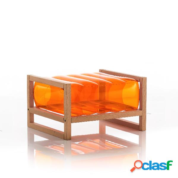 Pouf EKO gonfiabile con telaio in legno e TPU Crystal Orange