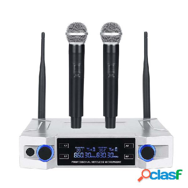 Professionale UHF Wireless Microfono Sistema 2 canali 2