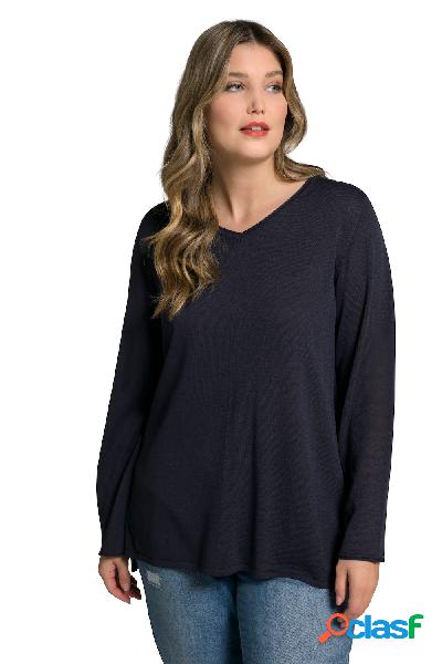 Pullover con cucitura decorativa, scollo a V e maniche