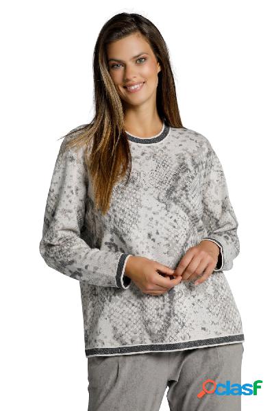 Pullover con fantasia pitonata, scritta, scollo a girocollo