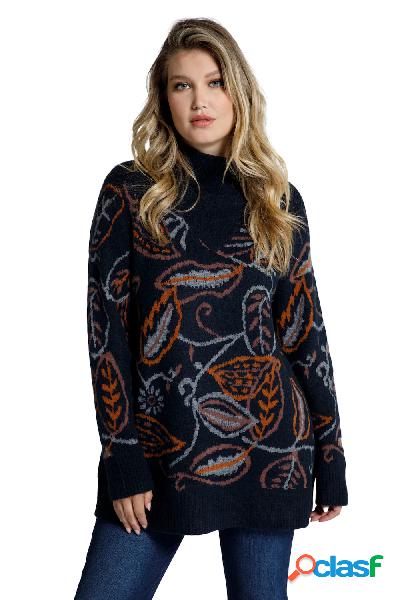 Pullover dolcevita con Jacquard floreale, colletto alto e