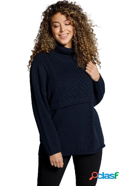 Pullover dolcevita in maglia intrecciata con maniche lunghe,