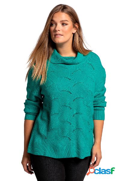 Pullover dolcevita, oversize, lana, maglia traforata, Donna,