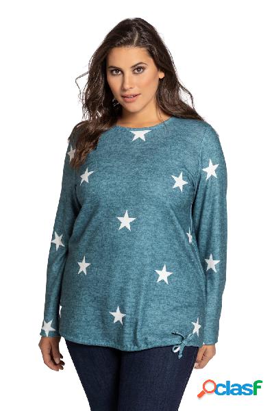 Pullover, fantasia con stelline, coulisse nell'orlo, Donna,