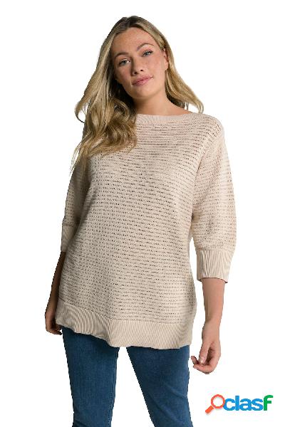 Pullover in cotone biologico a punto ajour con scollo a