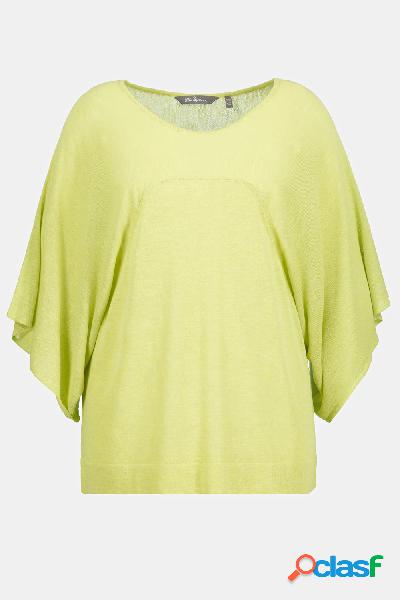 Pullover in misto lino con scollo a girocollo e mezze