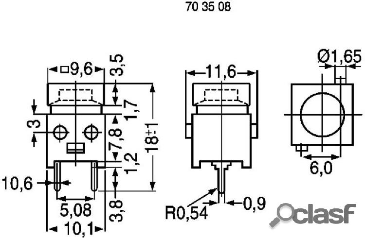 Pulsante a pressione, 100 V, 1 A, 1 x Off/(On), DS660S-S BK,