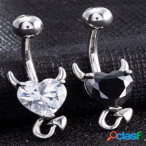 Punk Dazzling Cuore Zirconia Devil Style Belly Button Ring