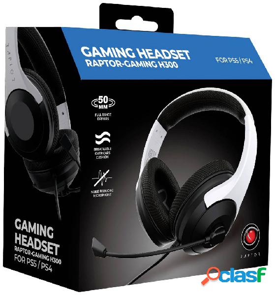 Raptor Gaming H300 Gaming Cuffie Over Ear Stereo Bianco