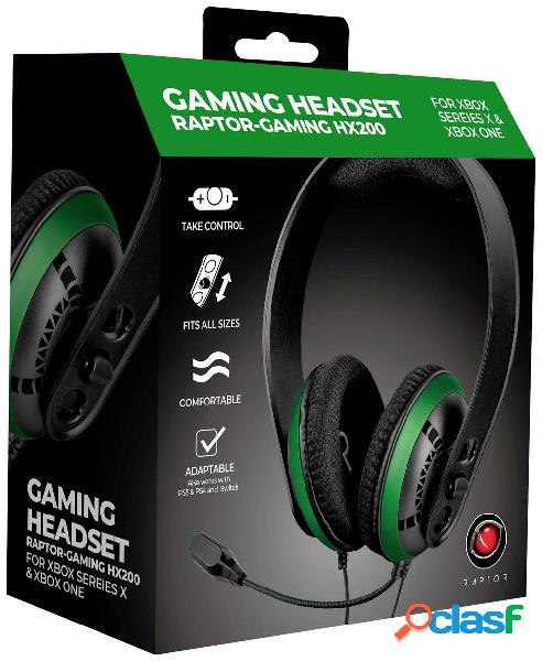 Raptor Gaming HX200 Gaming Cuffie Over Ear Stereo Nero/Verde