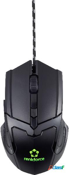 Renkforce RF-GM-X2 Mouse da gioco USB Ottico Nero 5 Tasti