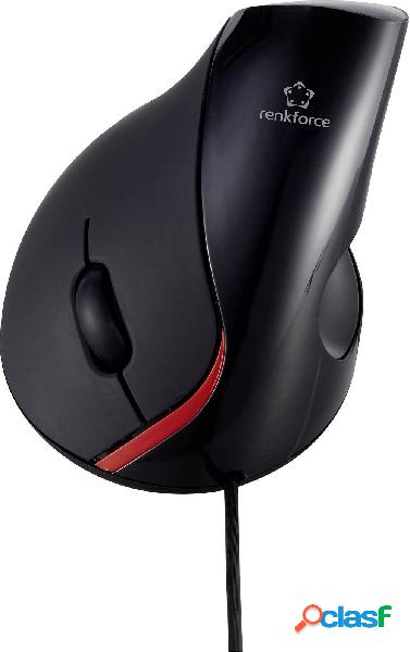 Renkforce ST-OPM890 Mouse ergonomico USB Ottico Nero 5 Tasti