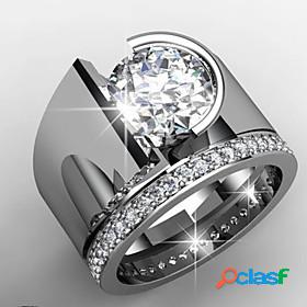 Ring AAA Cubic Zirconia Silver Platinum Plated Alloy 1pc