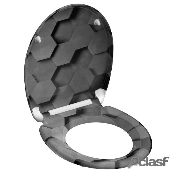 SCHÜTTE Tavoletta WC con Chiusura Rallentata GREY HEXAGONS