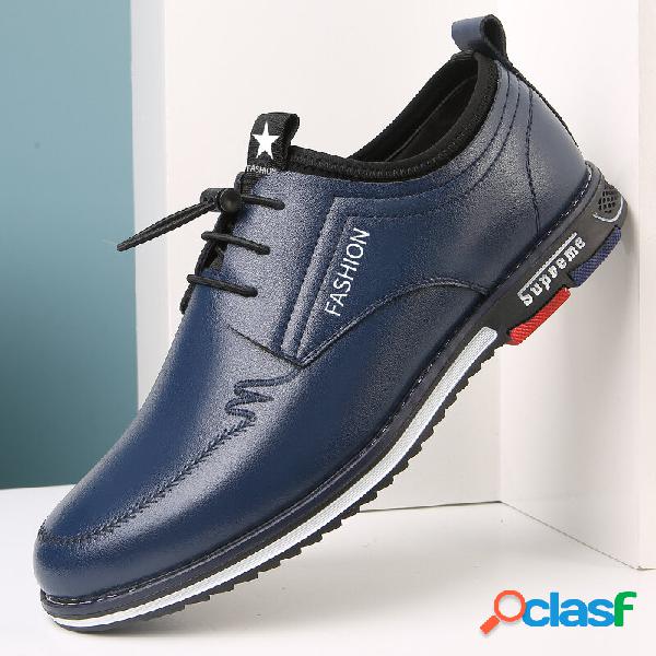 Scarpe casual da uomo in pelle elastica antiscivolo in