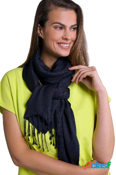 Sciarpa particolarmente lunga con frange, Donna, Blu,