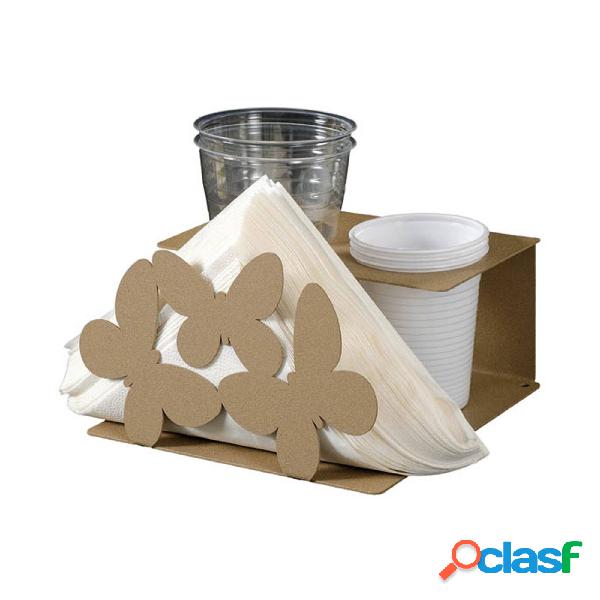 Set Tavola Farfalle in metallo, 17x17Px8h, colore Beige