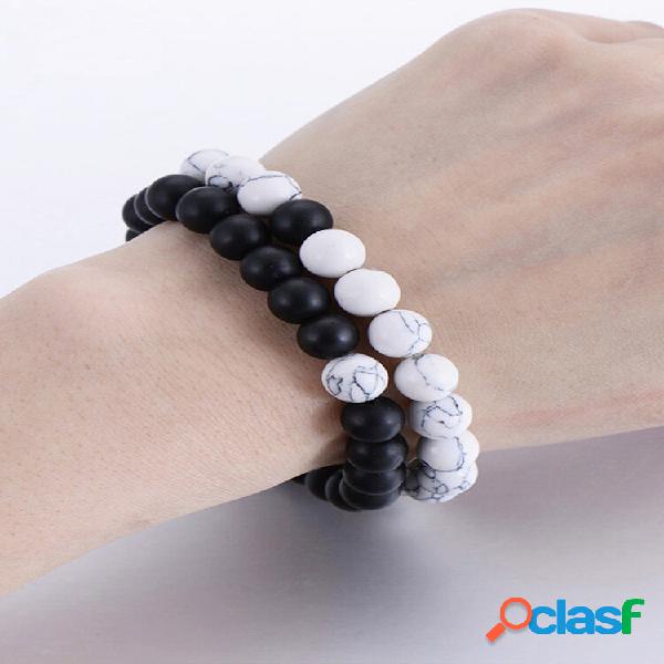 Set di 2 braccialetti per coppie turchesi da 8 mm, bracciale