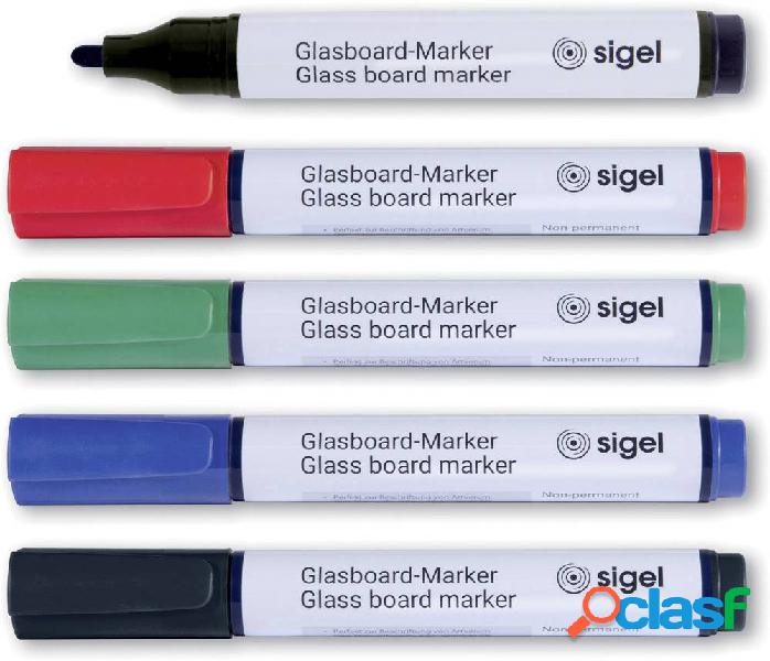 Sigel GL711 GL711 Marcatore per lavagna di vetro Nero, Blu,