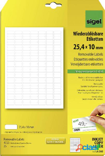 Sigel LA202 Etichette 25.4 x 10 mm Carta Bianco 4725 pz.