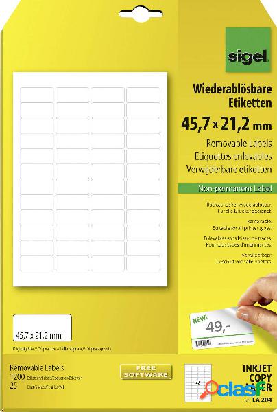 Sigel LA204 Etichette 45.7 x 21.2 mm Carta Bianco 1200 pz.