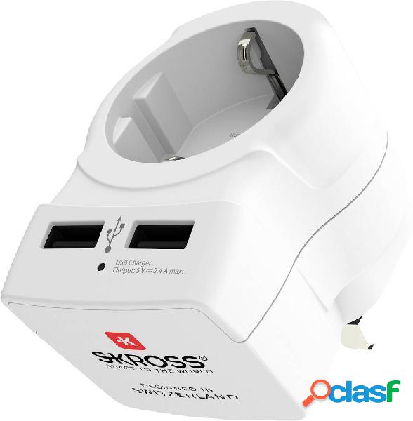 Skross 1500280-1 Adattatore da viaggio Europe to UK USB