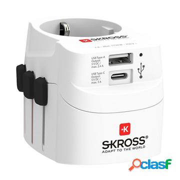 Skross Pro Light World Travel Adapter with USB-C, USB-A -