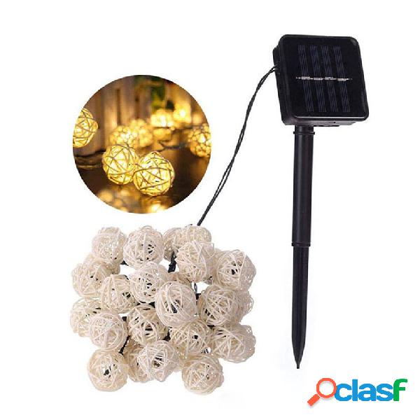 Solar Powered 6.5 M 30 LED Rattan Balls Fairy String Lights