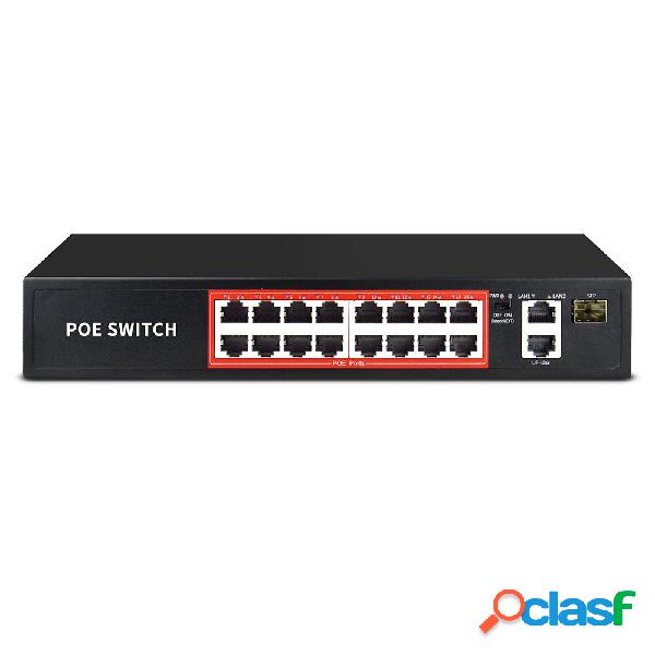 Switch di rete 16 + 2 Poe 1000M 240W 48V 16 porte POE 2 slot