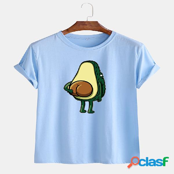 T-shirt a maniche corte casual o-collo stampate avocado