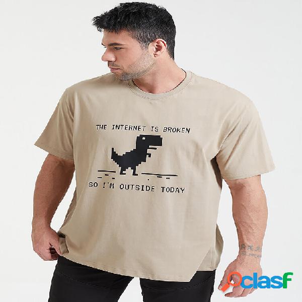 T-shirt a maniche corte stampate con slogan di dinosauro in