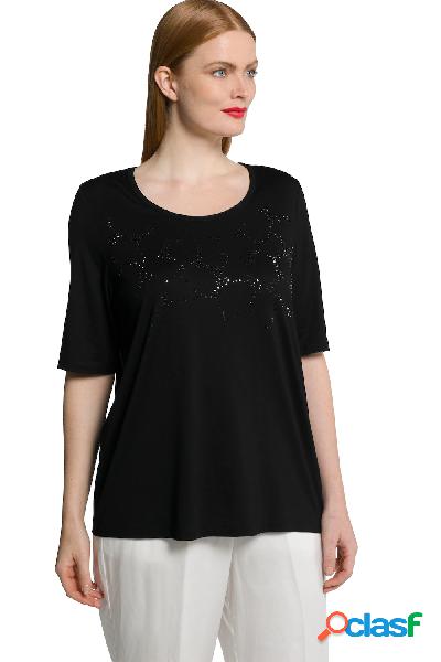T-shirt classica con applicazioni, scollo a girocollo e