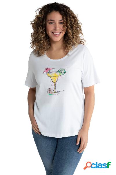 T-shirt classica con cocktail, scollo a girocollo e mezze