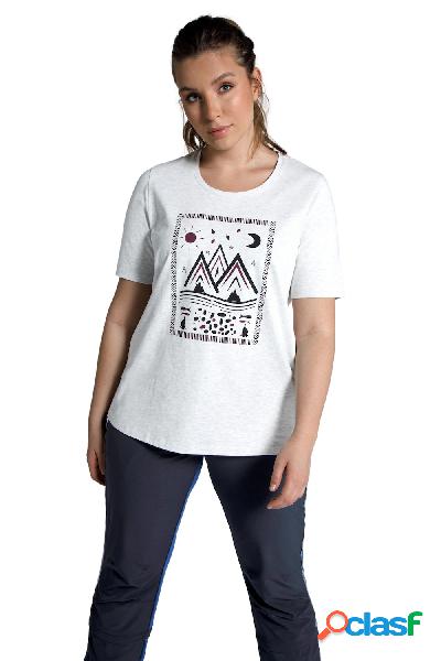 T-shirt classica con motivo ispirato alle escursioni, scollo