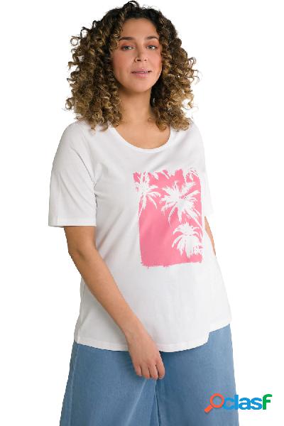 T-shirt classica con palme, scollo a girocollo e mezze