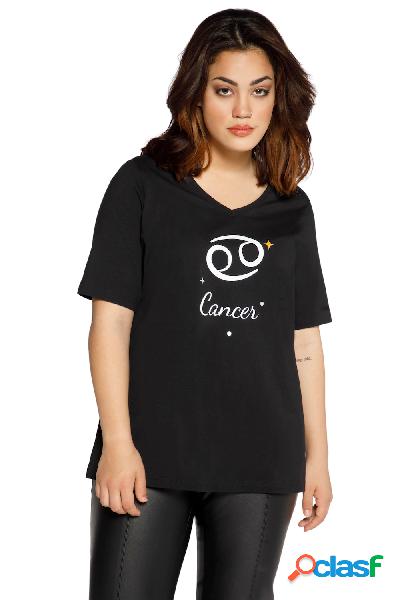 T-shirt classica ispirata al Cancro con scollo a V e mezze