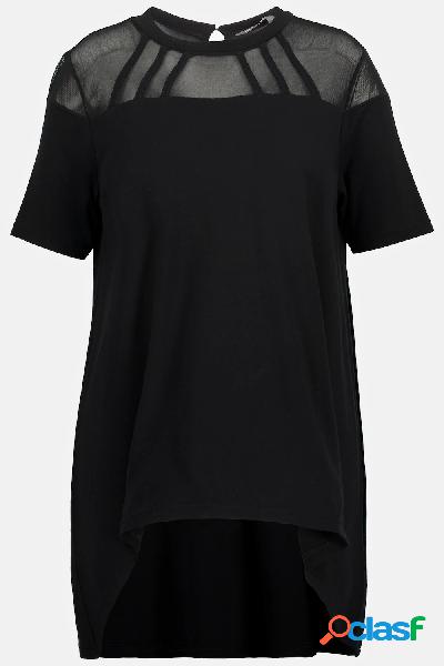 T-shirt con collo alto, inserto di mesh, mezze maniche e