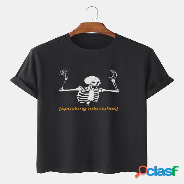 T-shirt da uomo a maniche corte con stampa scheletro di
